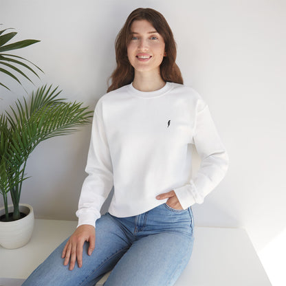 Sweat-shirt à col rond Zlash unisexe - blanc - logo noir