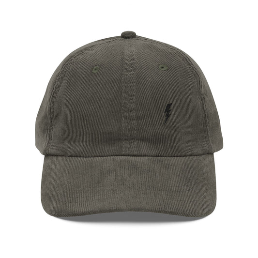 Casquette vintage en velours côtelé Zlash - vert olive - logo noir
