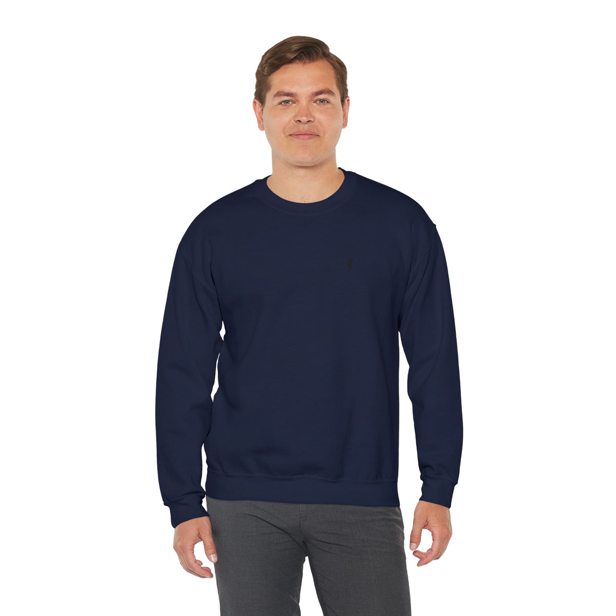 Sweat-shirt à col rond Zlash unisexe - bleu marine - logo noir