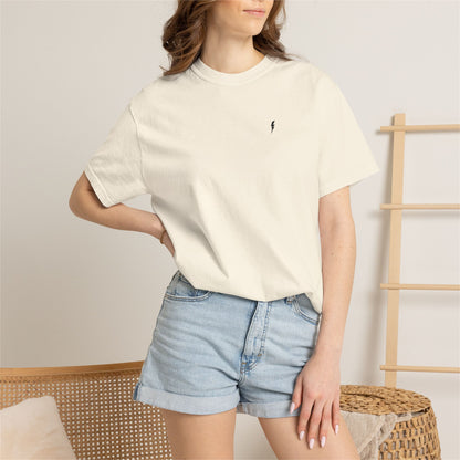 T-Shirt épais Zlash Femme - ivoire - logo noir