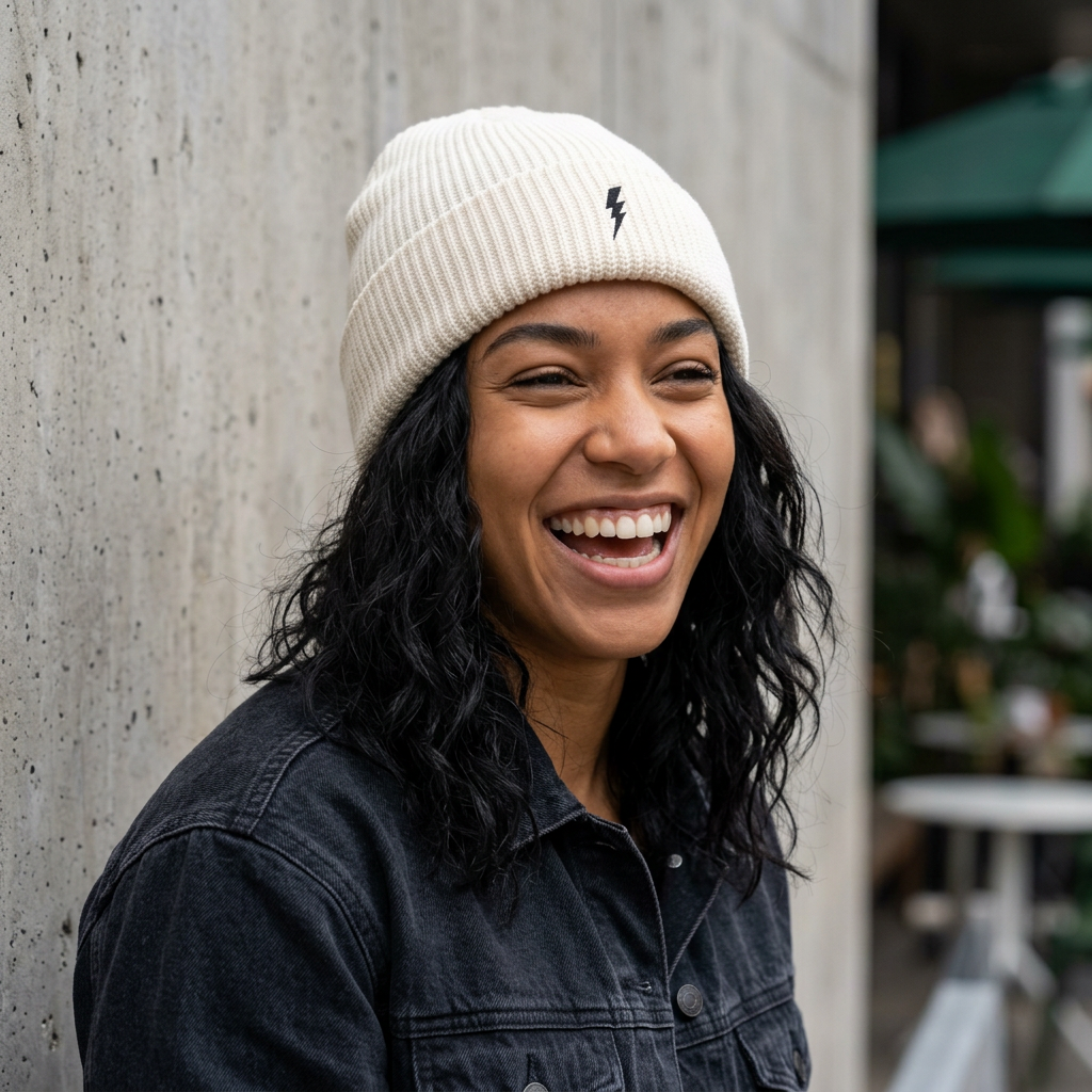Bonnet en tricot Zlash - écru - logo noir
