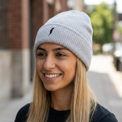 Bonnet en tricot Zlash - gris - logo noir