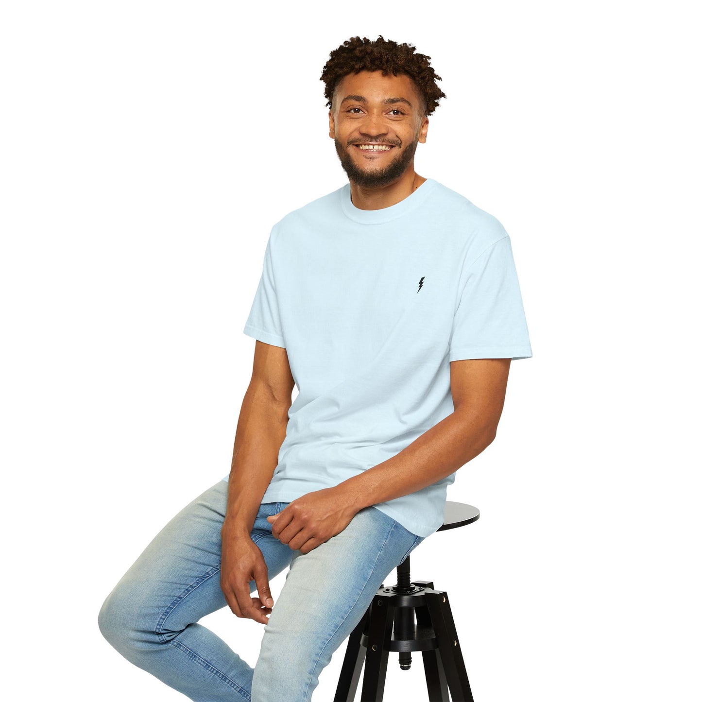 T-Shirt épais Zlash Homme - bleu doux - logo noir