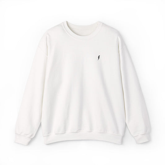 Sweat-shirt à col rond Zlash unisexe - blanc - logo noir