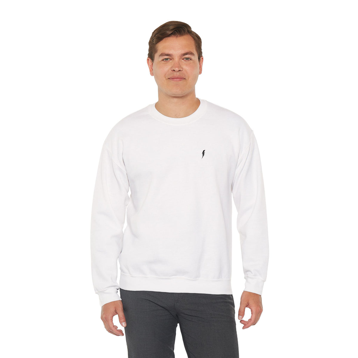 Sweat-shirt à col rond Zlash unisexe - blanc - logo noir