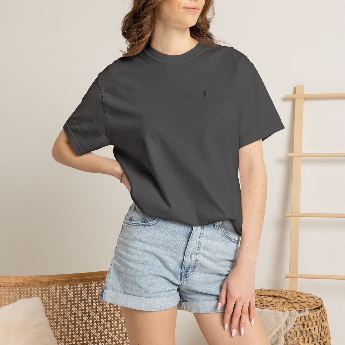T-Shirt épais Zlash Femme - graphite - logo noir