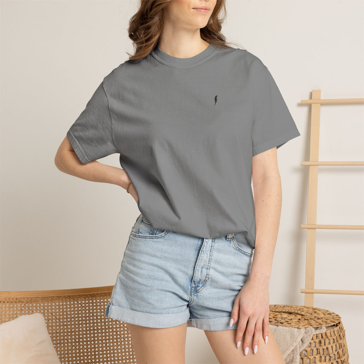 T-Shirt épais Zlash Femme - gris - logo noir