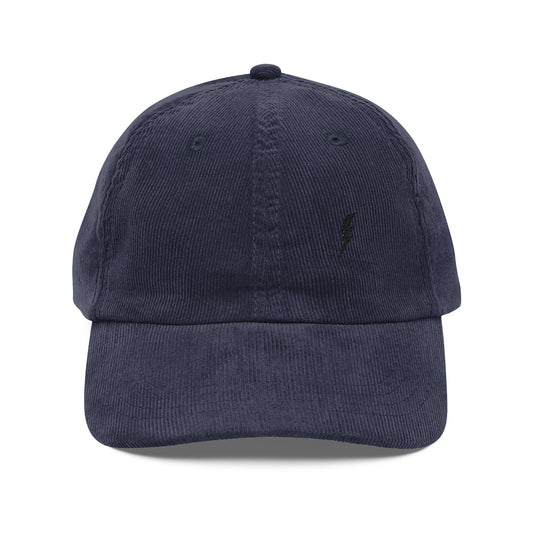 Casquette vintage en velours côtelé Zlash - bleu marine - logo noir